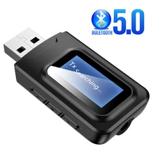 USB Dongle Bluetooth 5.0 Ricevitore Audio Trasmettitore con Display LCD 2IN1 Mini 3.5 millimetri Martinetti AUX USB Adattatore Wireless per TV PC Per Auto