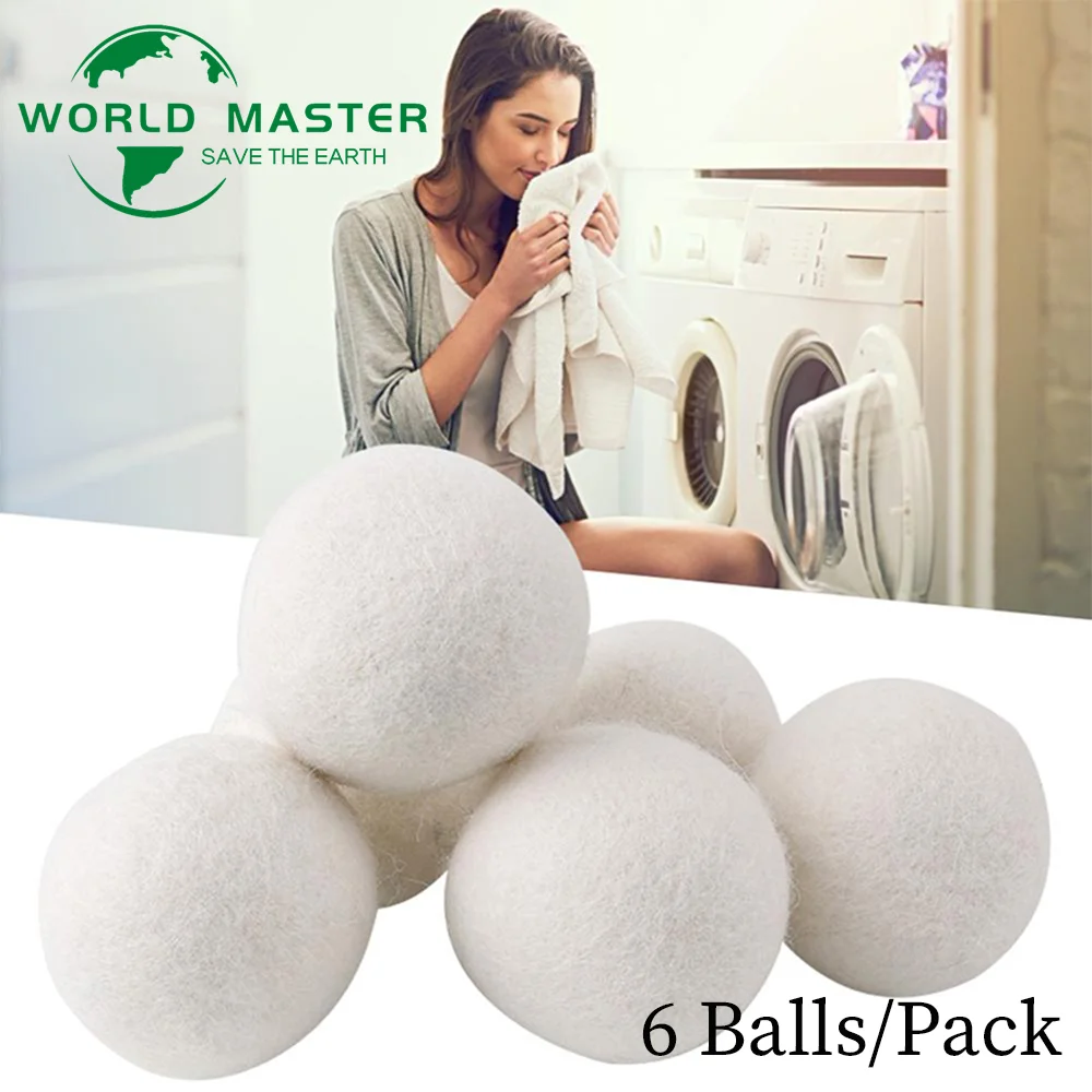 

New 6pcs/Set 6cm/7cm Natural Wool Dryer Balls Fabric Virgin Reusable Organic Laundry Softener 6-Pack