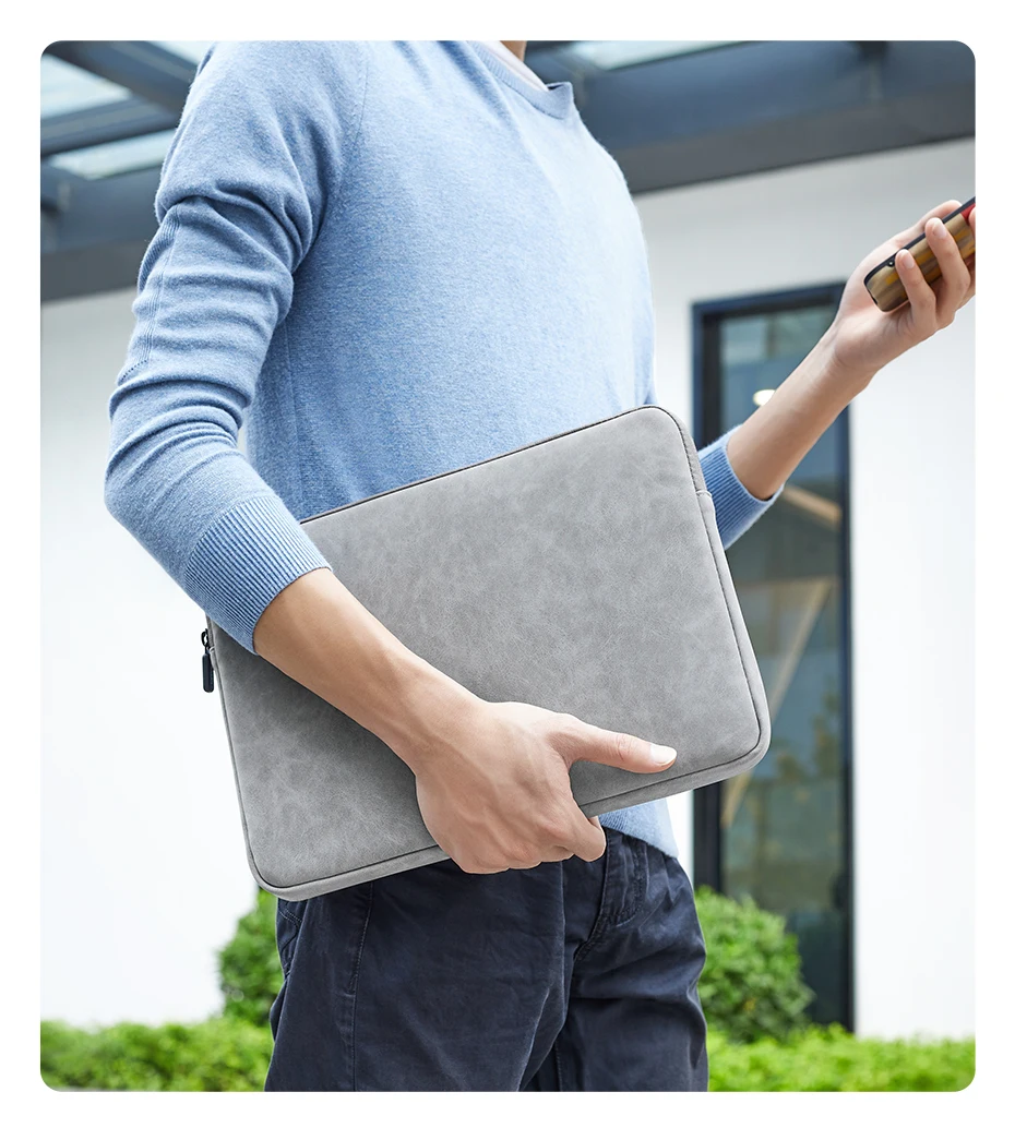 UGREEN-Bolsa de couro portátil para Macbook Air,