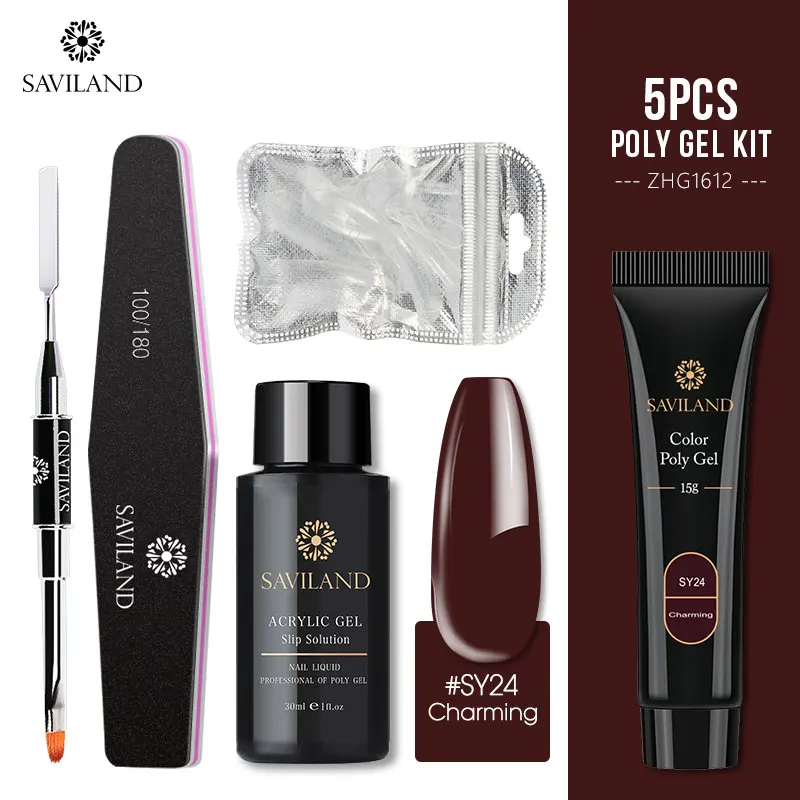 5PCS ZHG1612 Saviland Цвет поли гель набор 15 мл УФ-гель для ногтей быстрый жесткий строитель расширение верхнее Базовое покрытие для ногтей дизайн салона - Цвет: 5PCS ZHG1612