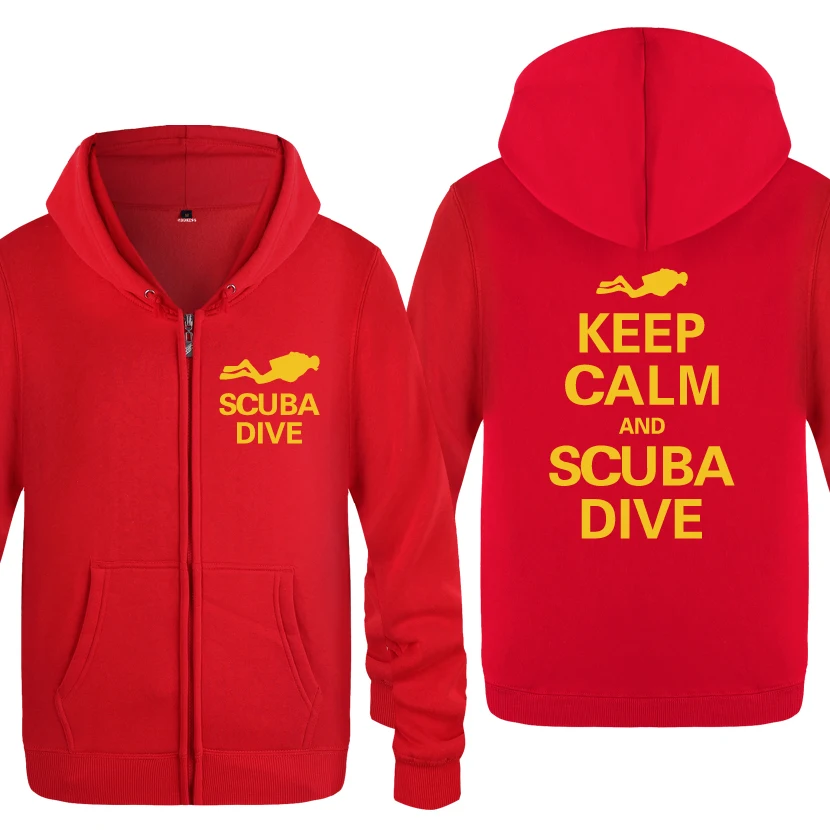 Keep Calm and Scuba Dive-креативный подарок для дайвинга, мужские свитшоты, мужские флисовые толстовки на молнии с капюшоном, кардиганы