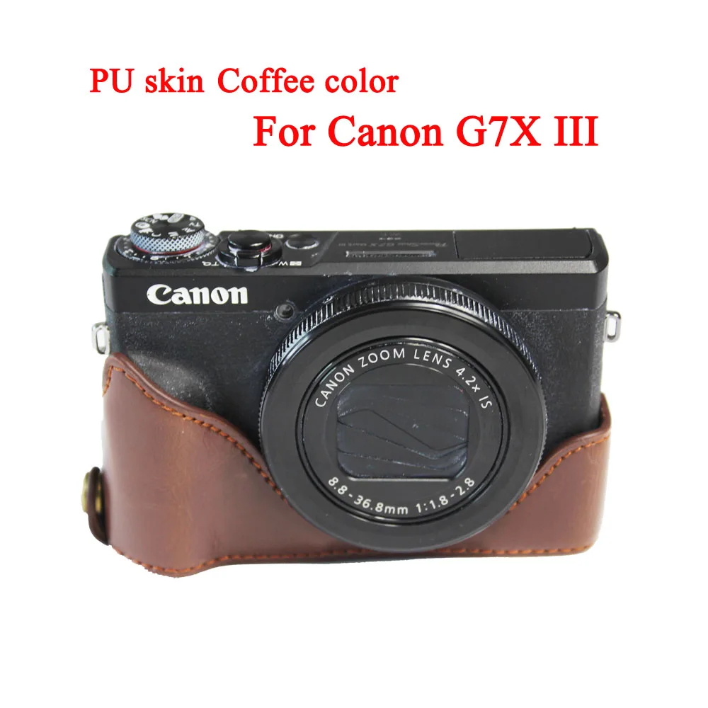 Чехол для камеры из искусственной кожи для Canon Powershot G7X II G7X mark 2 G7XII G7X3 G7X III - Color: G7X III pu Coffee