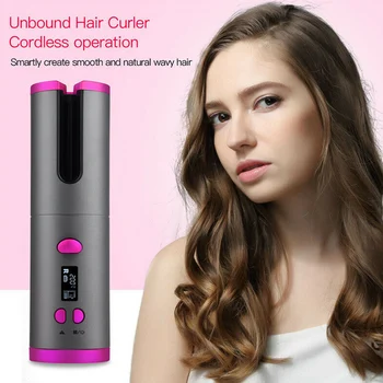 

High Quality Salon Wireless Auto-rotating Iron Hair Curler Wave Tool Portable with LCD Temp Control