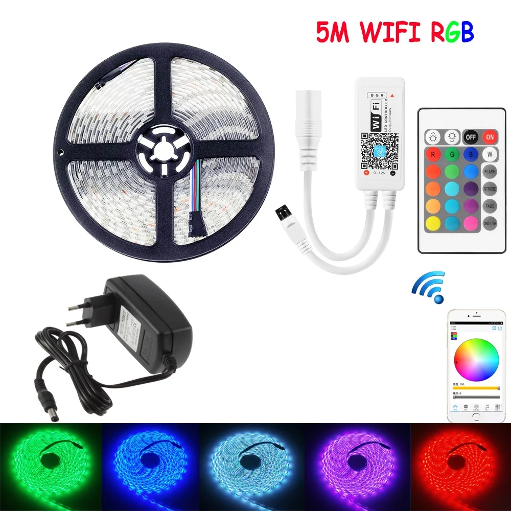 Светодиодная RGB лента водонепроницаемая Диодная Wi Fi музыка 44 кнопки ИК пульт