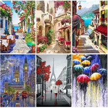 

DIY Street Scenery 5D Diamond Painting Full Round Drill Landscape Diamont Embroidery Cross Stitch Kits Mosaic Home Decor