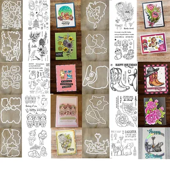 

Robot Skirt Heels Roses Floral Animals Clear Stamps Cutting Dies for DIY Scrapbooking Cards Making Crafts Supplies 2020 New
