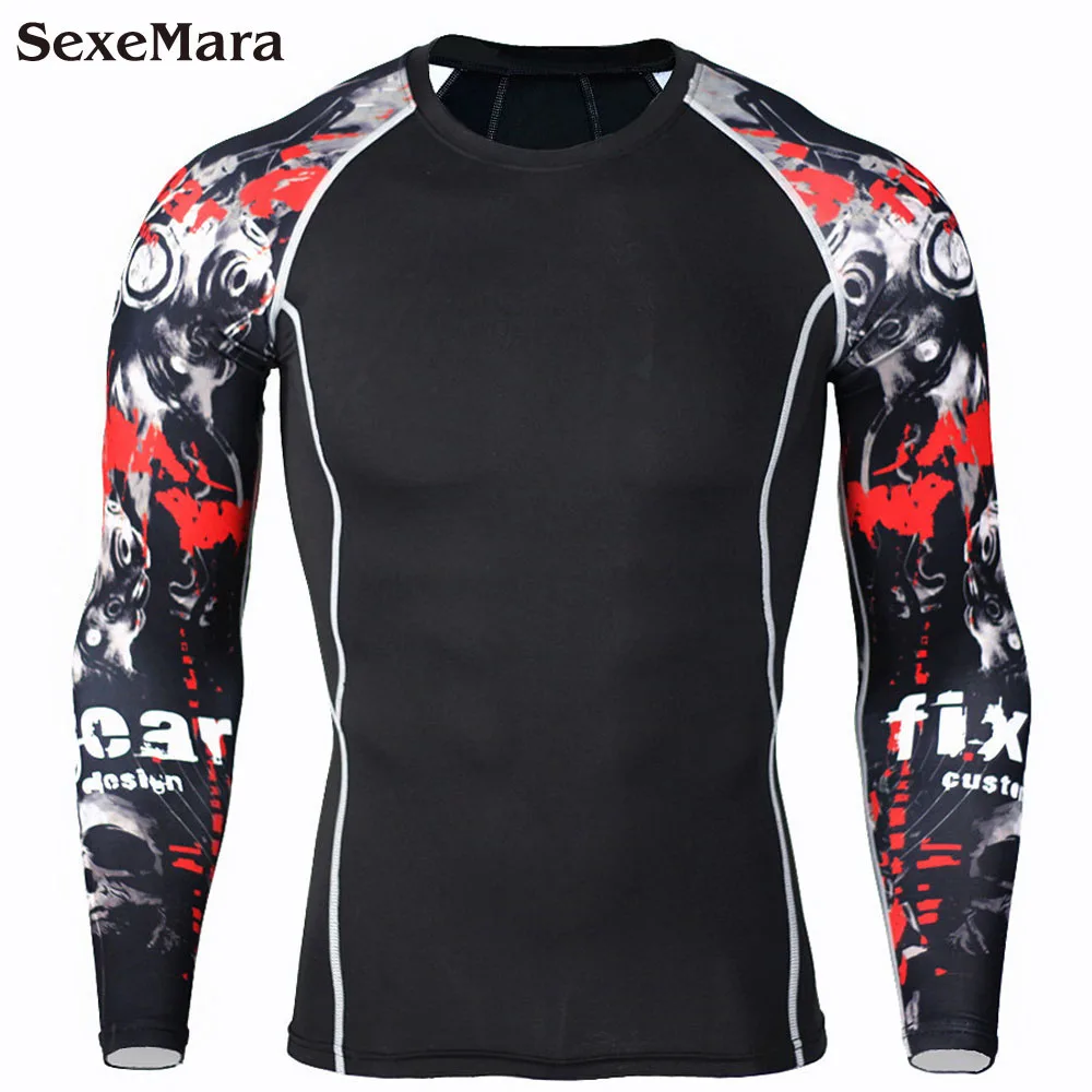 

Mens Compression Shirts 3D Teen Jerseys Long Sleeve Running clothes Fitness Men T-Shirts Tights Brand Clothing