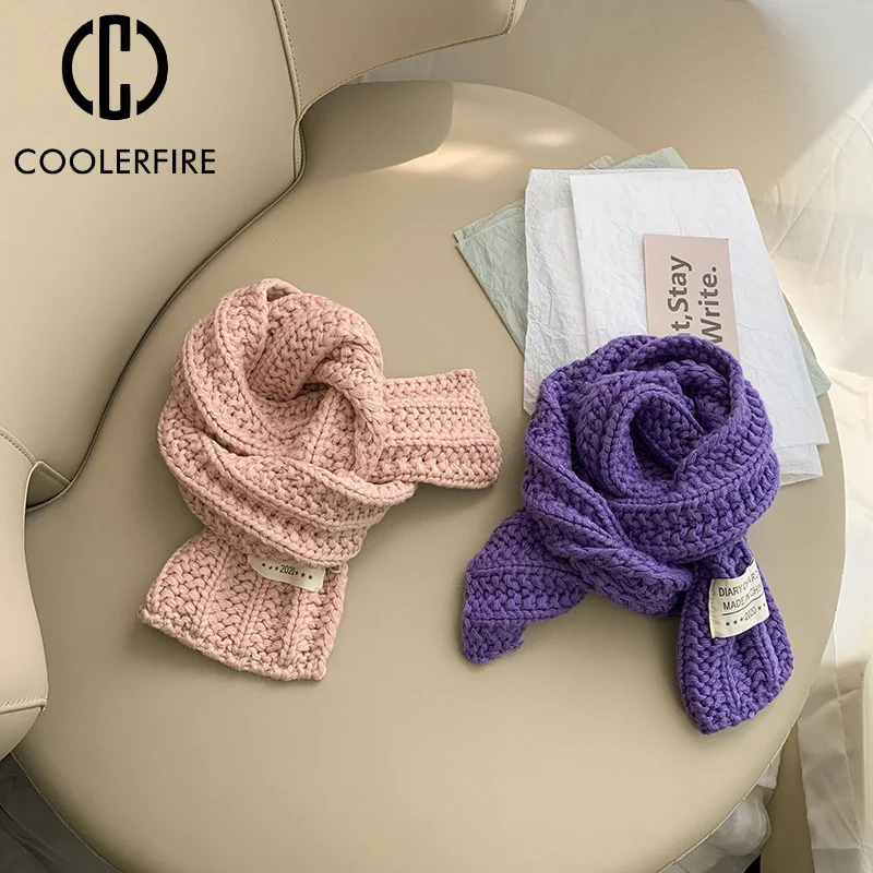 Новый детский шарф однотонный вязаный шерстяной осенне-зимний уличный теплый