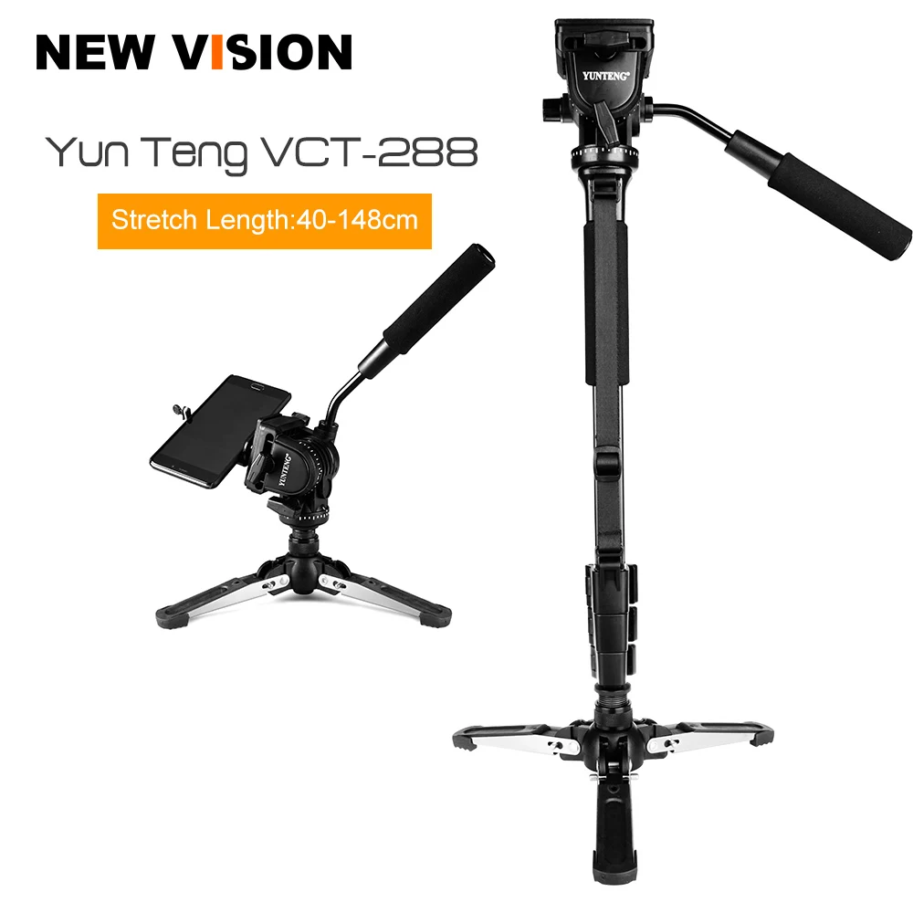 Yunteng VCT-288 Camera Monopod + Fluid Pan Head + Unipod Holder For Canon Nikon and all DSLR with 1/4