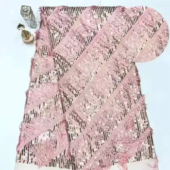 

Embroidery Sequins Lace Fabric Velvet Lace Fabrics for Wedding Party African French Lace Nigerian Tulle Lace Fabric APW2742B