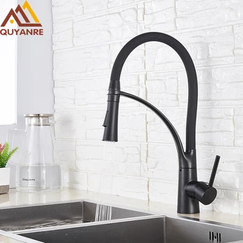 

Matte Black Kitchen Faucets Chrome LED Pull Down Kitchen Mixer Tap 360 Rotation Water Crane For Kitchen Single Handle Mixer Tap