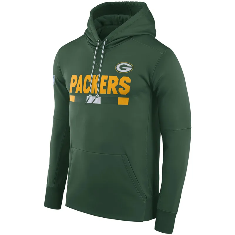 Мужская толстовка для американского футбола Green Bay Packers Charcoal Sideline ThermaFit Performance PO Hoodie
