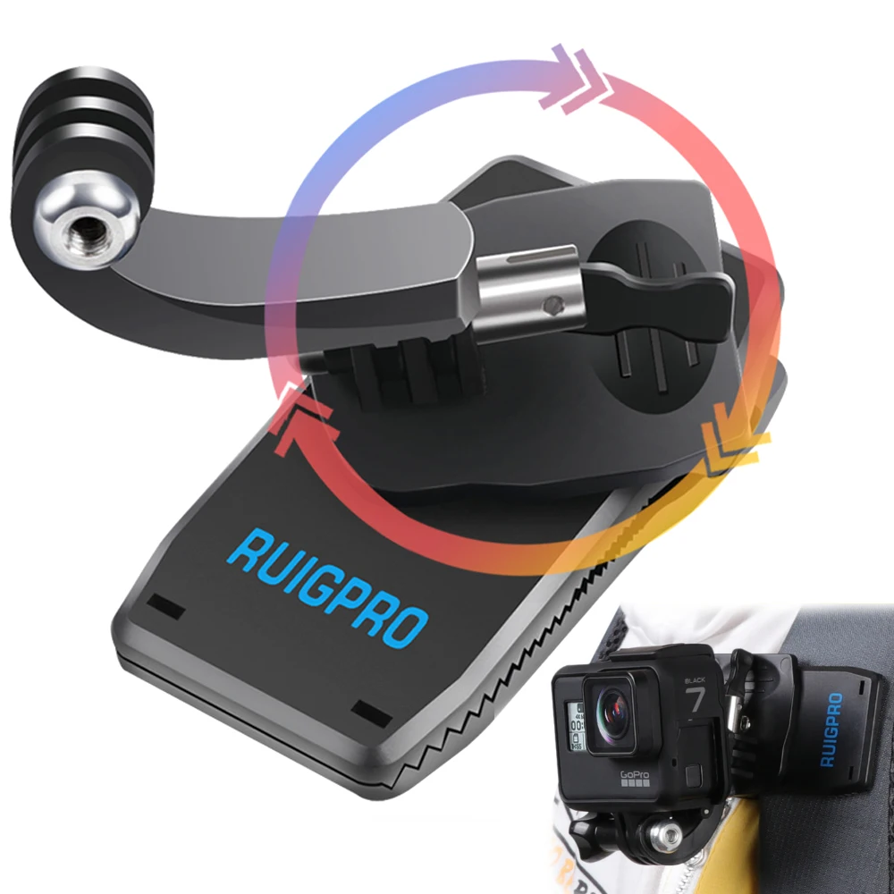 JINSERTA 360-Degree Rotation Backpack Clip for GoPro Hero 8 7 6 5 Portable Clamp DJI OSMO ACTION SJCAM Xiaomi yi | Электроника