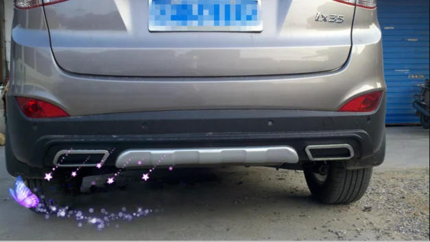 Автомобильный Стайлинг 2010- для hyundai IX35 автозапчасти АБС передний и задний бампер протектор противоскользящая пластина - Цвет: (black side)     1