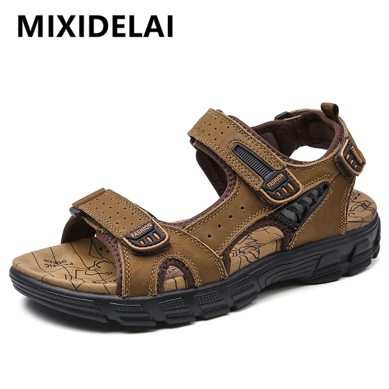 Seminarie handelaar benzine Merk Classic Heren Sandalen Zomer Echt Lederen Sandalen Mannen Outdoor  Casual Lichtgewicht Sandaal Mode Mannen Sneakers Maat 38 46|Sandalen voor  Mannen| - AliExpress