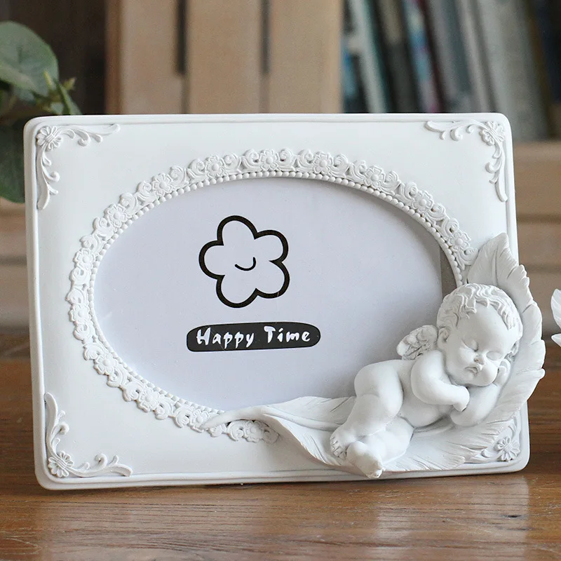 

1PCS 6-inch Sleeping Angel Resin Photo Frame Creative Picture Frames Platform Painted Home Jewelry Ornaments