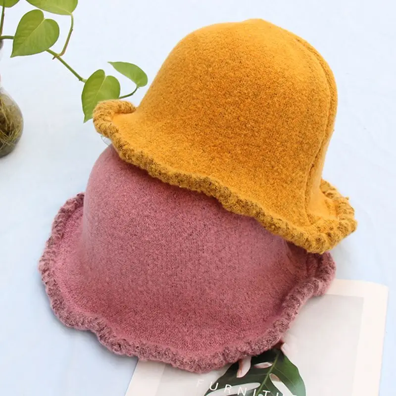 Женская зимняя Панама из искусственной шерсти, одноцветная, гибкая, с короткими волнистыми полями, складная шапка, новинка