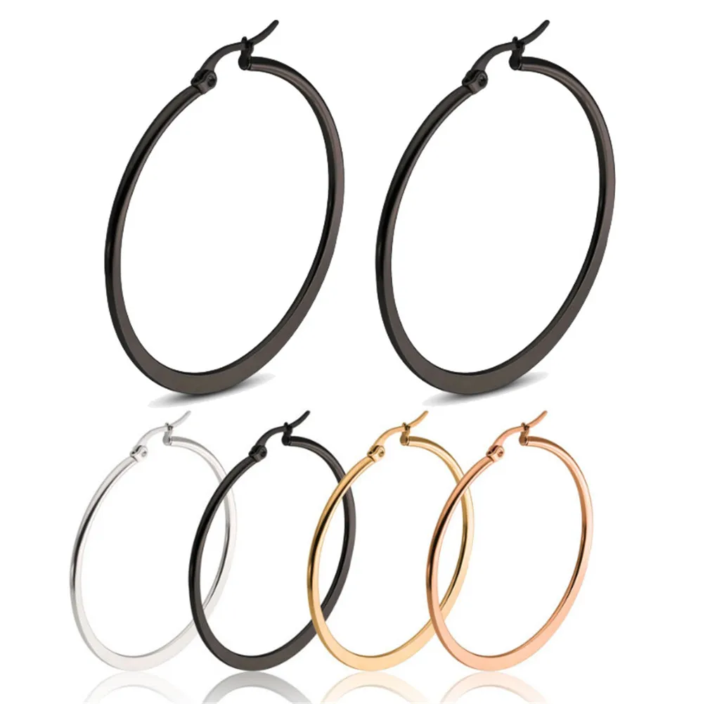 

316L Stainless Steel Rounded Big Earrings Spring Clip Flat Hoop Lip Ring Helix Ring Hoop Large Ear Ring Accessories