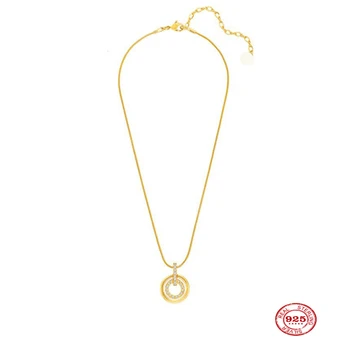

2020 New Fashion Charm Pure 925 Silver Original 1:1 Copy, Simple Design Hoop Design Wild Necklace Female Luxury Jewelry Gifts