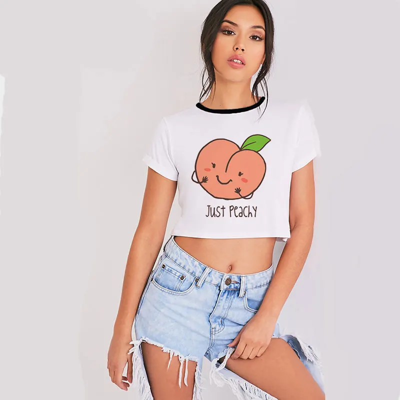 Летняя новая эстетическая Футболка с принтом из мультфильма просто персик