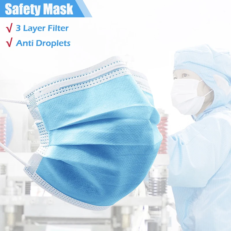 

100/200 Pcs Disposable 3 Layer Face Masks Anti-dust Anti Bacteria/Fog/Sand Melt-blow Mouth Masks Non-woven Face mouth Mask