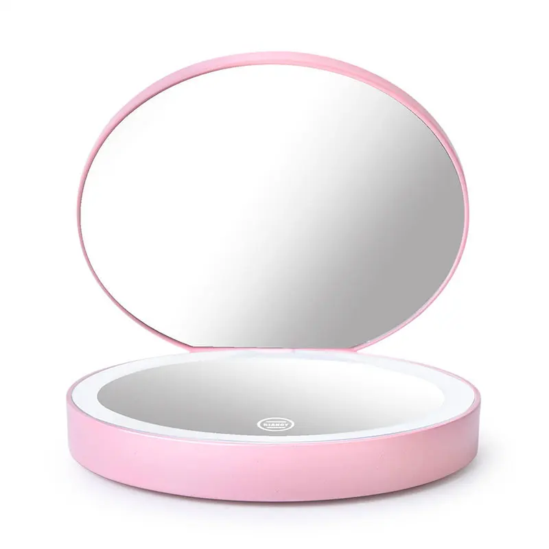 Чистый красный Мини светодиодный двухстороннее зеркало для макияжа с легким перезаряжаемым портативным зеркалом для макияжа - Цвет: 03 Pink