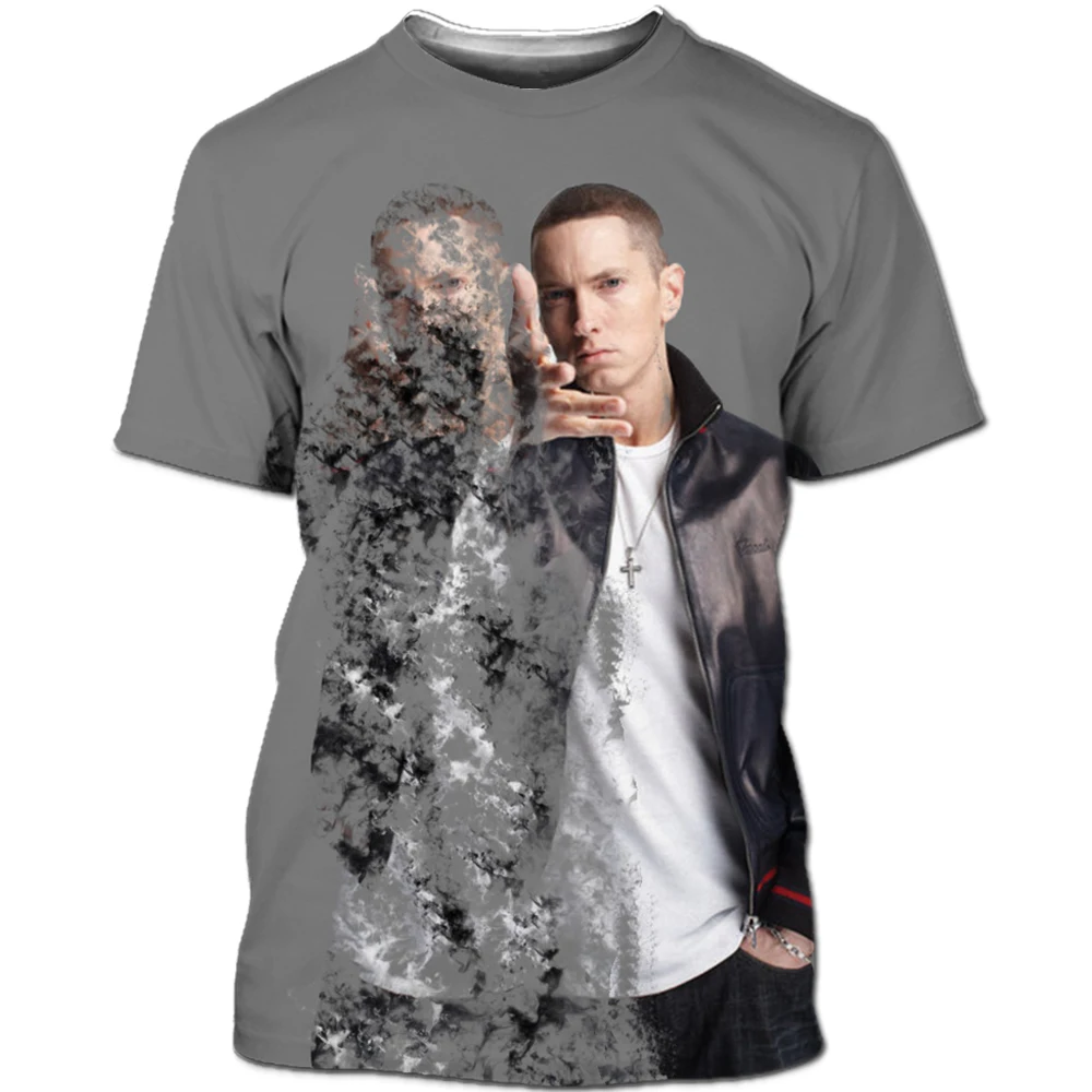 Футболка NISDCIHD Eminem Мужская рубашка с коротким рукавом круглым вырезом и 3D-принтом