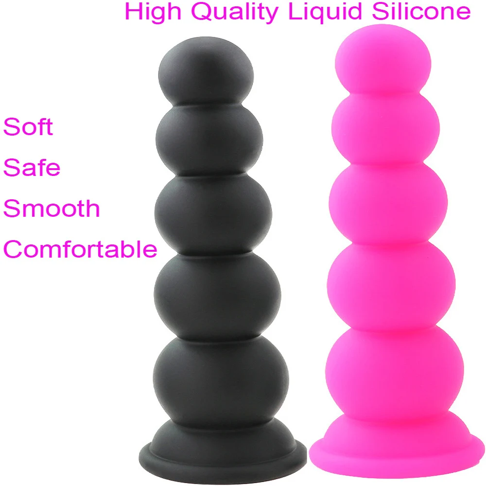 Safe Liquid Silicone Anal Butt Plug Soft Big Plugs High Quality Suction Cup Beads Erotic Sex Toy For Men/Women Sexshop | Красота и