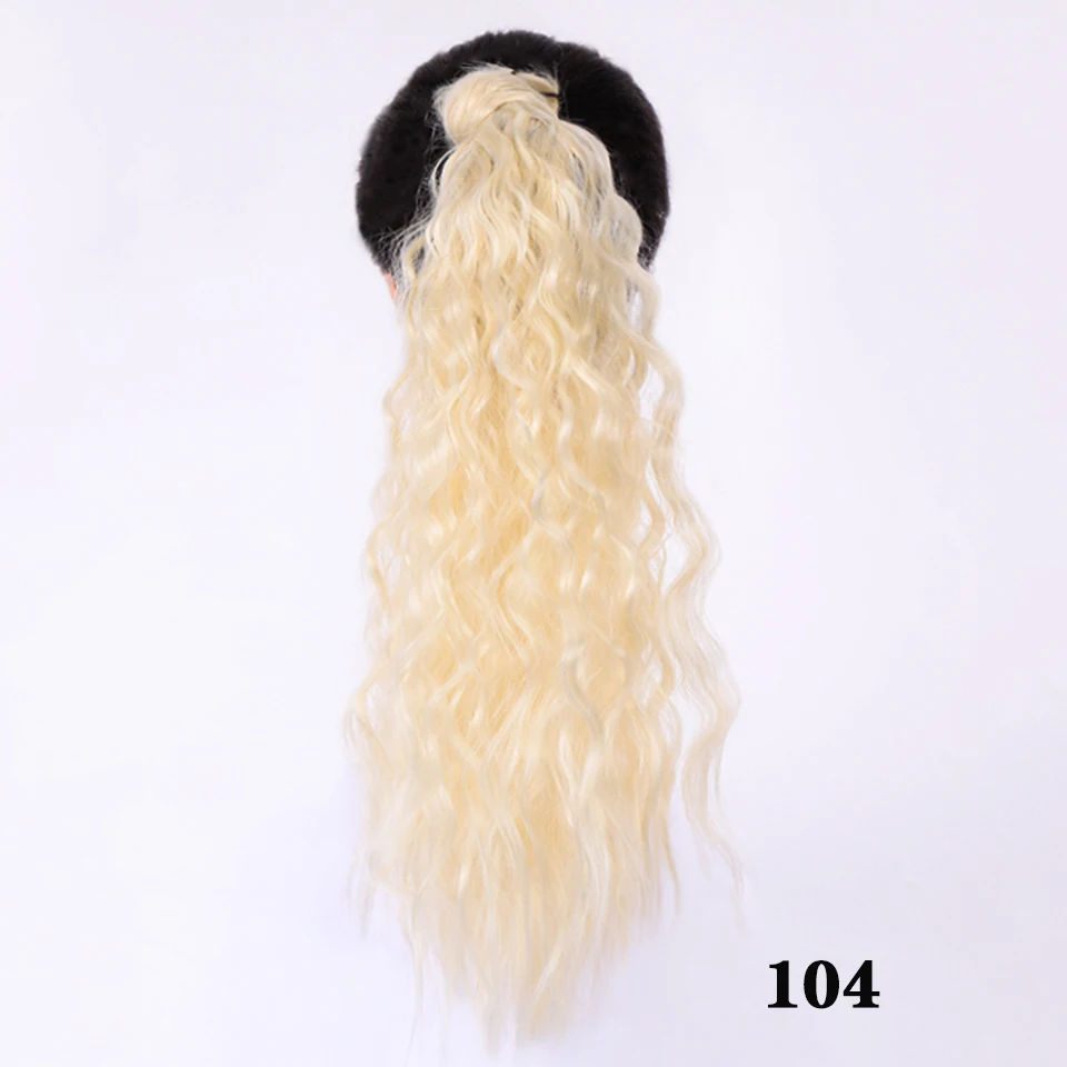 AILIADE 20 дюймов кудрявый синтетический велкро конский хвост для наращивания на клипсах конский хвост натуральные волосы для наращивания термостойкие волосы - Цвет: 104