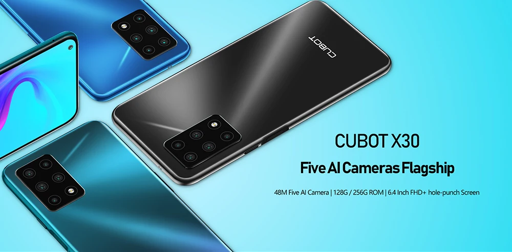 Cubot X30 NFC Smartphone 8GB+128GB 48MP 5 Camera 32MP Selfie  6.4" FHD+ Fullview Display Android 10 Global Version Helio P60 best ram for gaming