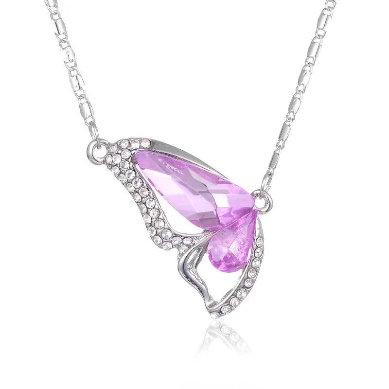 

Jingzeyi 2019 hot New small animals shape cubic zirconia jewelry Fashion butterfly Crystal Simple Necklaces for Women Jewelry