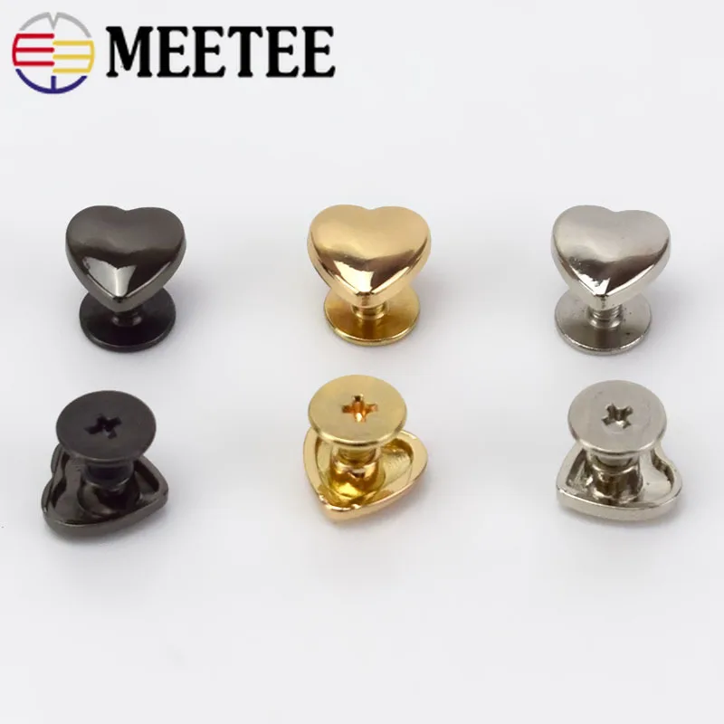 20/50pcs 1x1cm Heart Rivet For Bags Hardware Handbag Decorative Studs Button Nail Rivet Metal Buckles Snap Hook Leather Craft