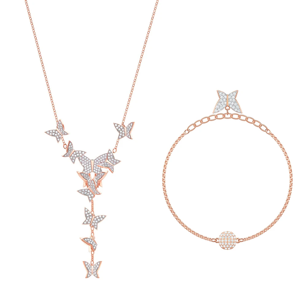 Fashion New LILIA Gorgeous Colorful Butterfly Set Decorative Crystal Female Luxury Jewelry Set To Send Girlfriend Gift