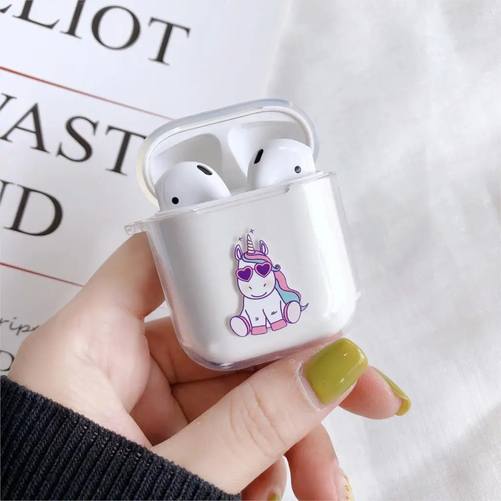 Мультяшный Единорог чехол для Apple Airpods 1 2 Чехол беспроводной Bluetooth наушники Зарядка Наушники прозрачный милый чехол для Air Pods Box
