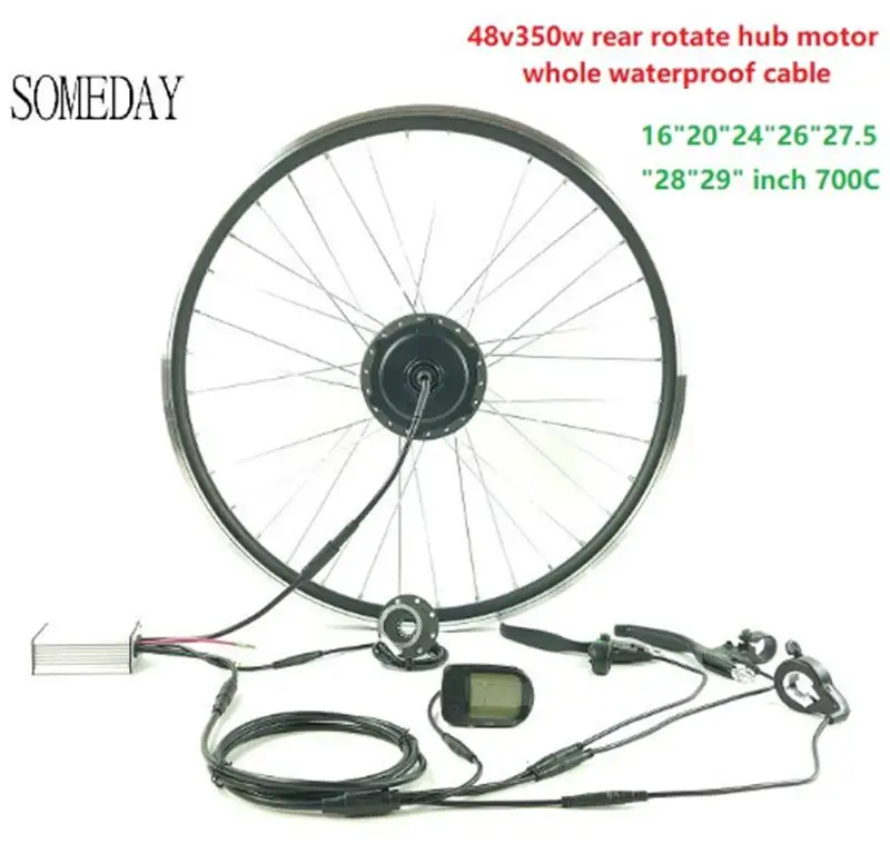 

SOMEDAY Electric Bicycle conversion kit 48V350W EBIKE rear cassette hub motorwith LCD5 display Whole Waterproof Cable