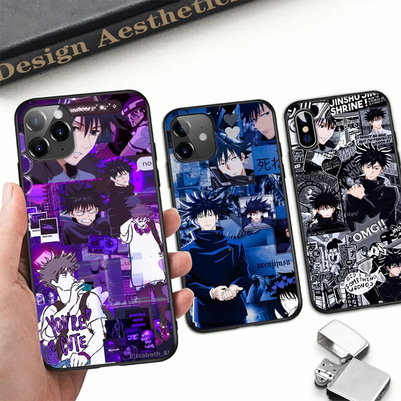 Fushiguro Megumi Anime Black TPU Silicone Soft Phone Case For iPhone 11 12 13 Pro Mini X XR XS MAX 5 6 6S 7 8 Plus SE 2020 Cover | Мобильные