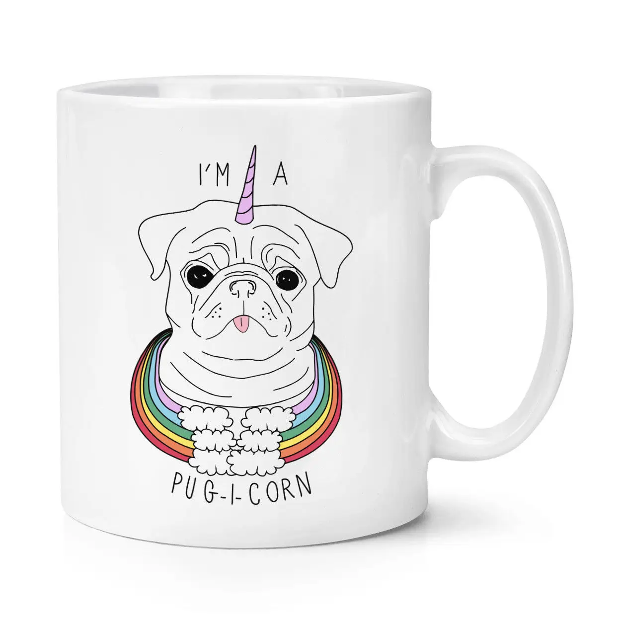 Кофейная чашка I'm A Pugicorn 11 унций с ложкой для перемешивания мопса собаки