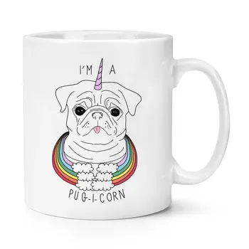 

I'm A Pugicorn 11oz Coffee Mug Cup with Stirring Spoon - Pug Dog Unicorn Puppy