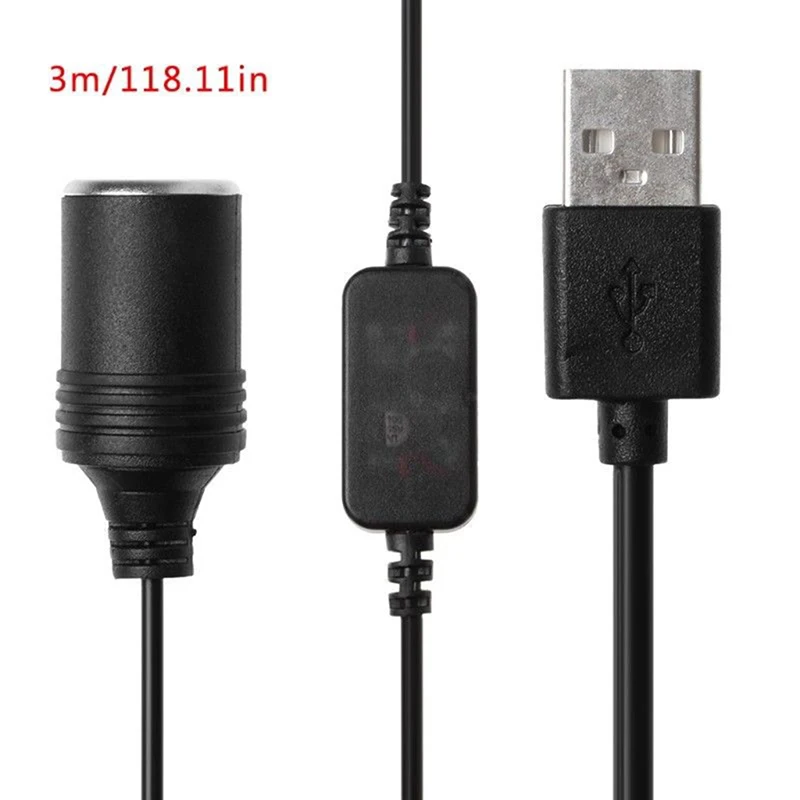 USB 5 V-12 V розетка для автомобильного прикуривателя Женский конвертер Мощность Кабель-адаптер - Название цвета: 3m
