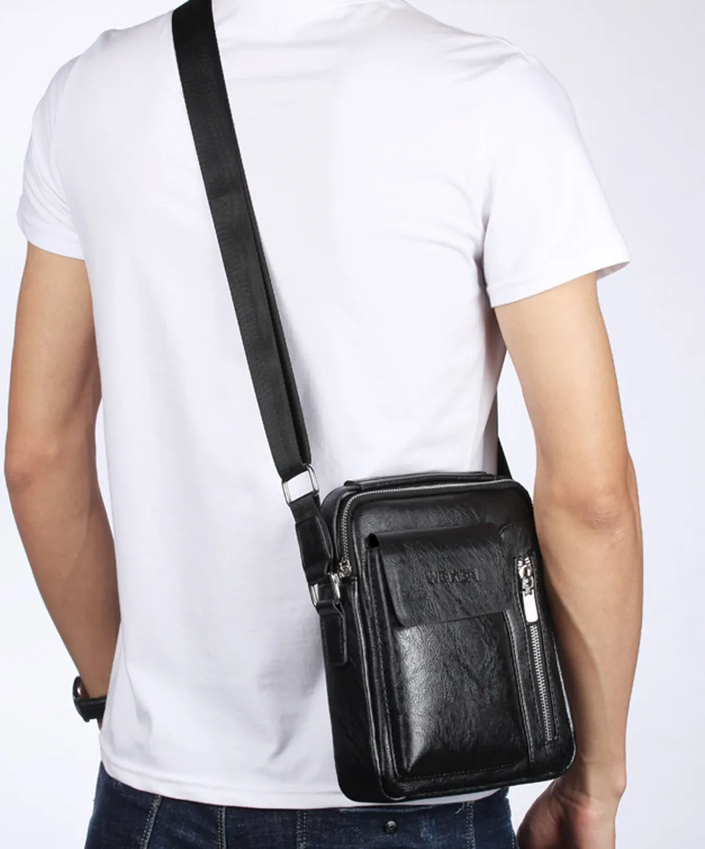 Модные мини мужские сумки для покупок! Универсальные мужские однотонные маленькие сумки через плечо и через плечо Универсальные однотонные Повседневные Сумки из искусственной кожи#35