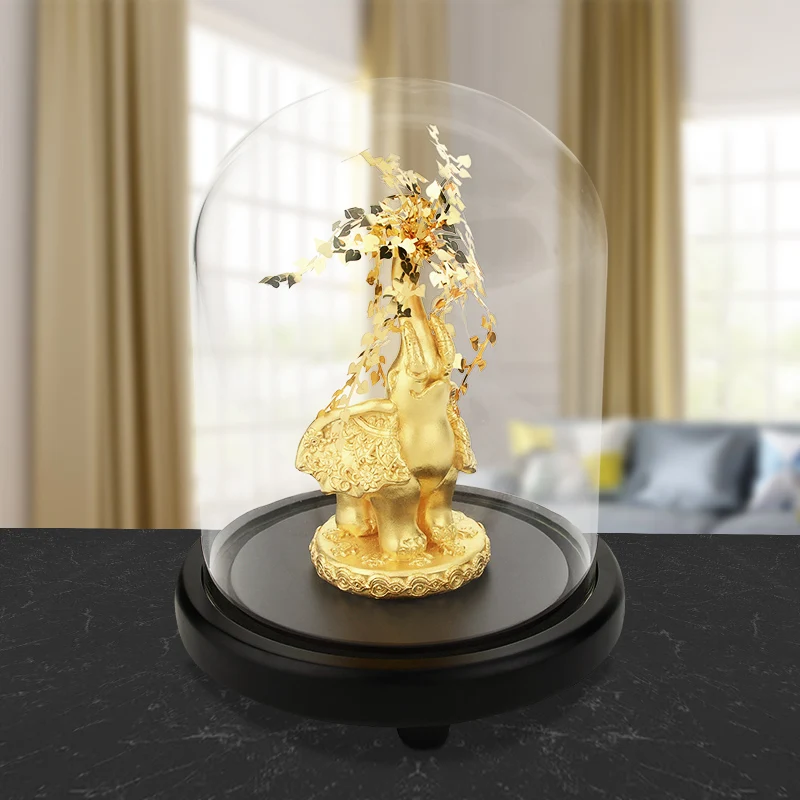 

Elephant figurine For Home Office Hotel Decoration Tabletop Animal Modern Craft India Gold Elephant 24K Gold Foil Statue Decor