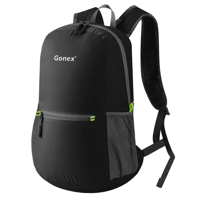 US $9.49 Gonex 20L Ultralight Backpack Foldable Daypack Nylon Black Bag for School Travel Hiking Outdoor Spo