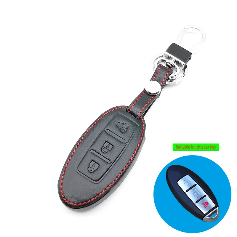 

Leather Case Cover Remote Key For Nissan X Trail-370Z Cube Micra Sheet Tiida Qashqai Juke Cube Search Versa 3 Buttons