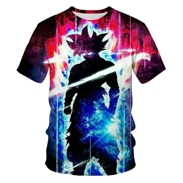 New Men's Summer Short Sleeve Round Neck T-shirt Fashion 3D Printing Dragon Ball Series New Men's Tops Parent-child Wear F313
