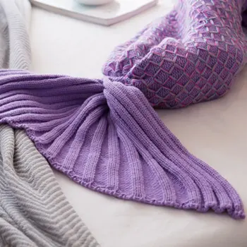 

Mermaid Blanket Handmade Knitted Sleeping Wrap TV Sofa Mermaid Tail Blanket Kids Adult Baby crocheted bag Bedding Throws bag