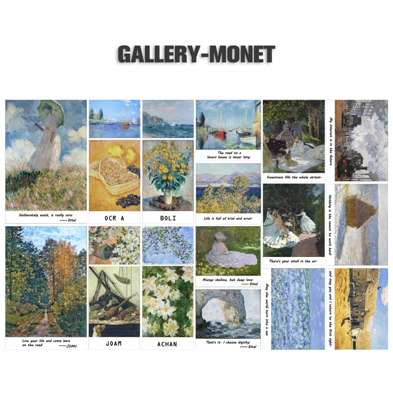 Monet Mr. paper 40 шт./упак. художественный парк Винсента Клода Пикассо Ван Гога деко наклейки Скрапбукинг пуля журнал канцелярские наклейки - Цвет: Monet