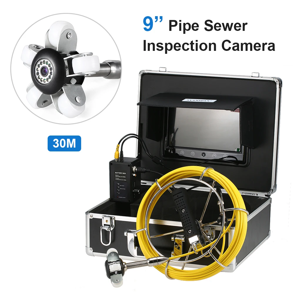 

9 Inch 20M/30/40M Pipe Inspection Camera Drain Sewer Pipeline Industrial Endoscope Snake Camera