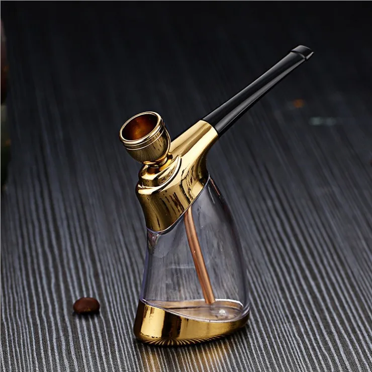 Gold Модный кальян трубка курительная трубка водяная табачная трубка-Кальян курительная трубка здоровье металлическая трубка фильтр карманные аксессуары для кальяна - Цвет: Gold