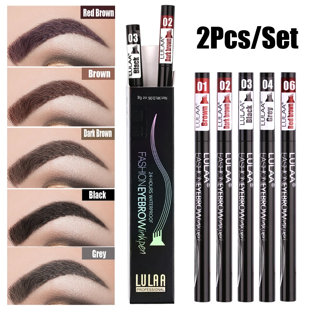

LULAA Liquid Eyebrow Pen Four Heads Eye Brow Enhancer Waterproof Sweat-proof Four-claw Eyebrow Pencil Tattoo Pen Women Makeup