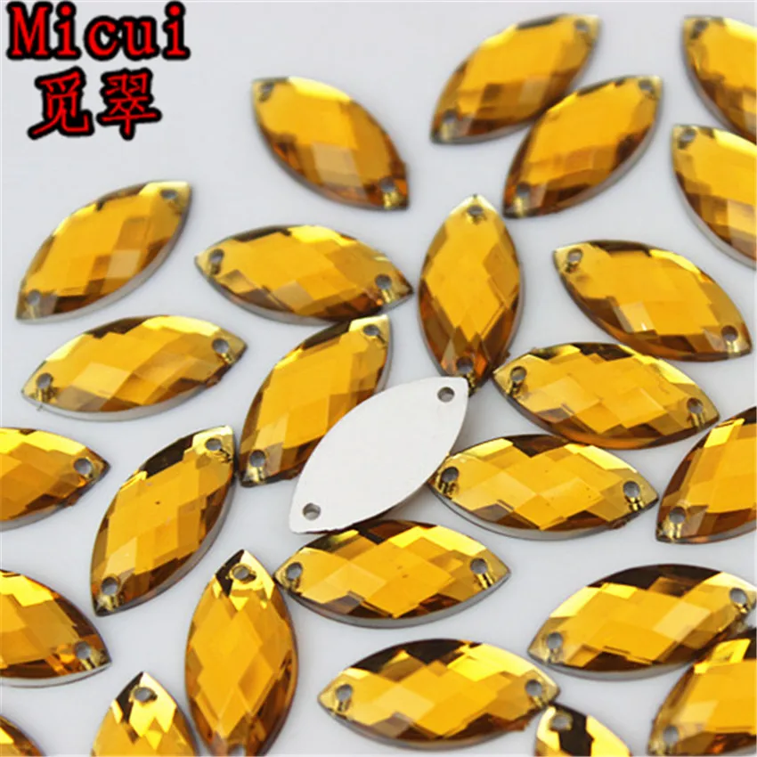 Micui, 100 шт., 6*12 мм, для шитья, кристалл AB, с плоской задней стороной, акриловые стразы, Пришивные кристаллы, камни, конский глаз, для рукоделия, одежда, ремесла, MC768